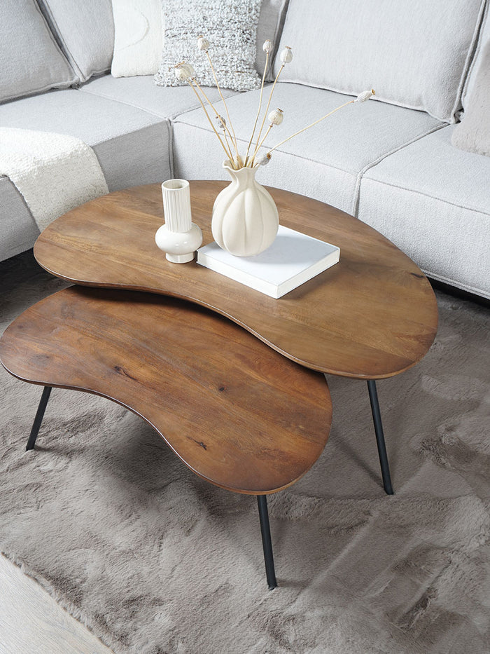 Home67 - Salontafel Ludo Bruin - Organisch - Set van 2.