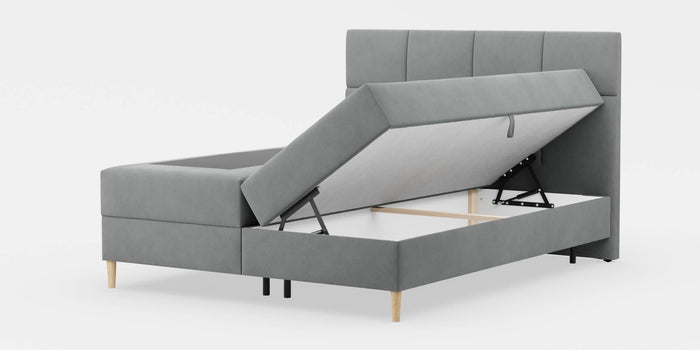 by fonQ Novae Boxspring met Opbergruimte 160 x 200 cm - Grijs / Zwart