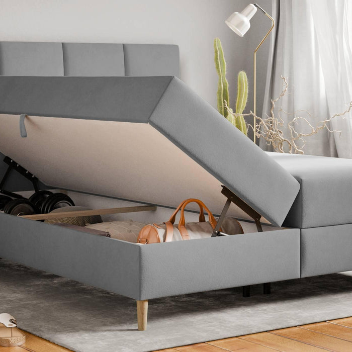 by fonQ Novae Boxspring met Opbergruimte 180 x 200 cm - Grijs / Zwart
