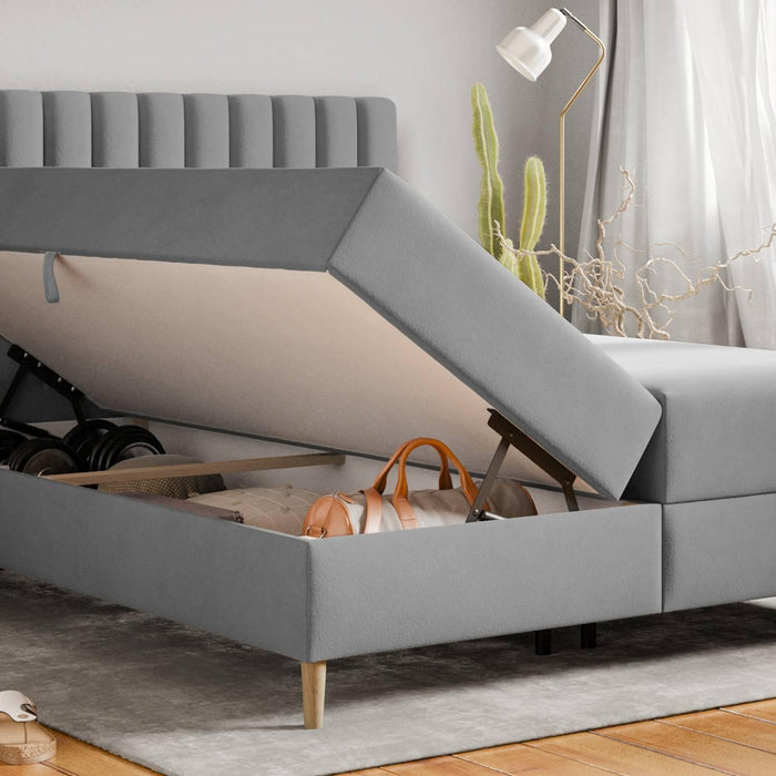 by fonQ Pazara Boxspring met Opbergruimte 180 x 200 cm - Grijs / Naturel