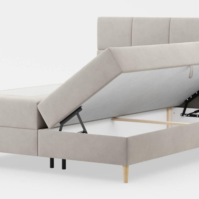 by fonQ Novae Boxspring met Opbergruimte 160 x 200 cm - Beige / Zwart