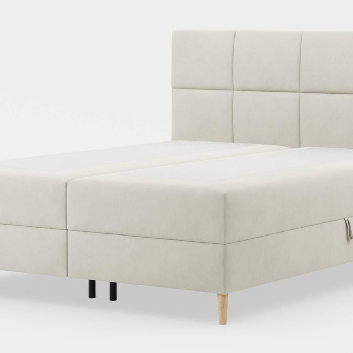 by fonQ Novae Boxspring met Opbergruimte 160 x 200 cm - Crème / Zwart