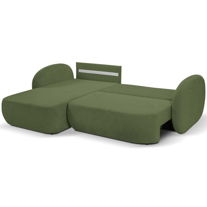 by fonQ Orin Hoekbank Links met Slaapfunctie - Chenille - Groen