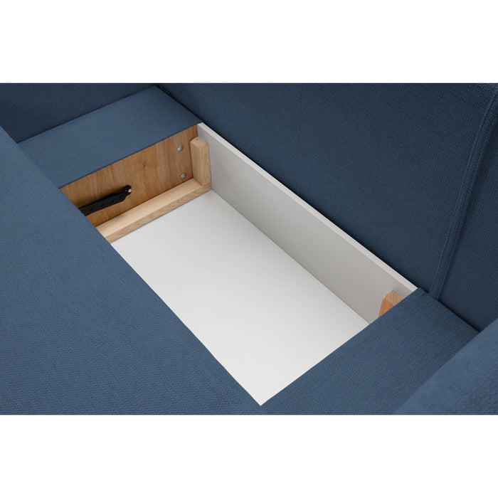 by fonQ Orin Hoekbank Links met Slaapfunctie - Chenille - Blauw