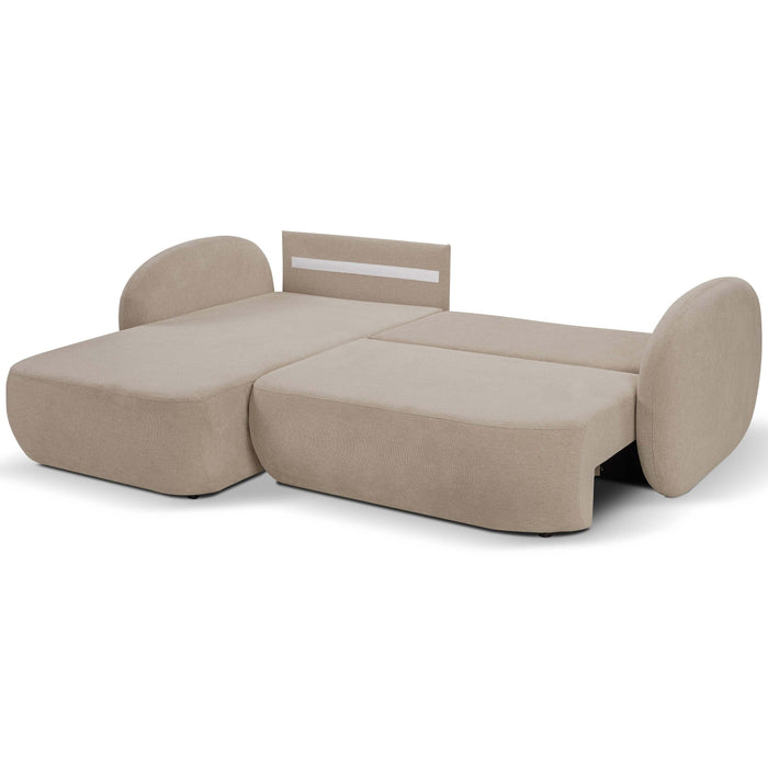 by fonQ Orin Hoekbank Links met Slaapfunctie - Chenille - Bruin