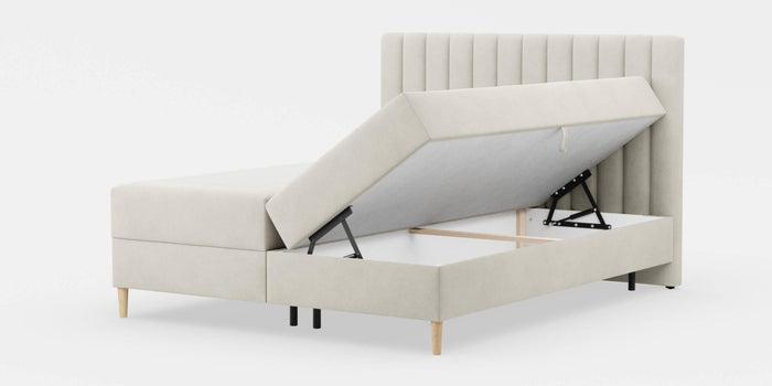 by fonQ Pazara Boxspring met Opbergruimte 180 x 200 cm - Crème / Zwart