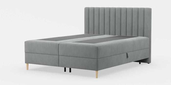 by fonQ Novae Boxspring met Opbergruimte - 160 x 200 cm - Grijs / Naturel