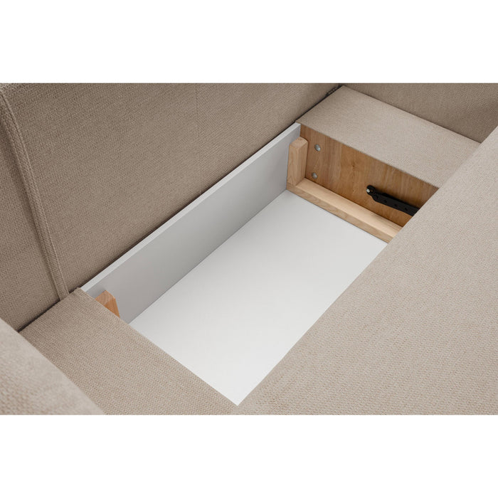 by fonQ Orin Hoekbank Rechts met Slaapfunctie - Chenille - Bruin