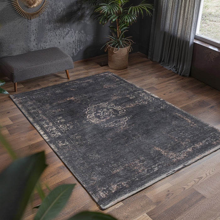 Louis de Poortere Medallion Fading World Vloerkleed 80 x 150 cm - Mineral Black