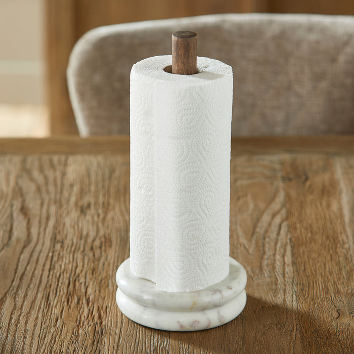 Riviera Maison Keukenrolhouder Wit - Metz - Marmer (ØxH) 14x31.5