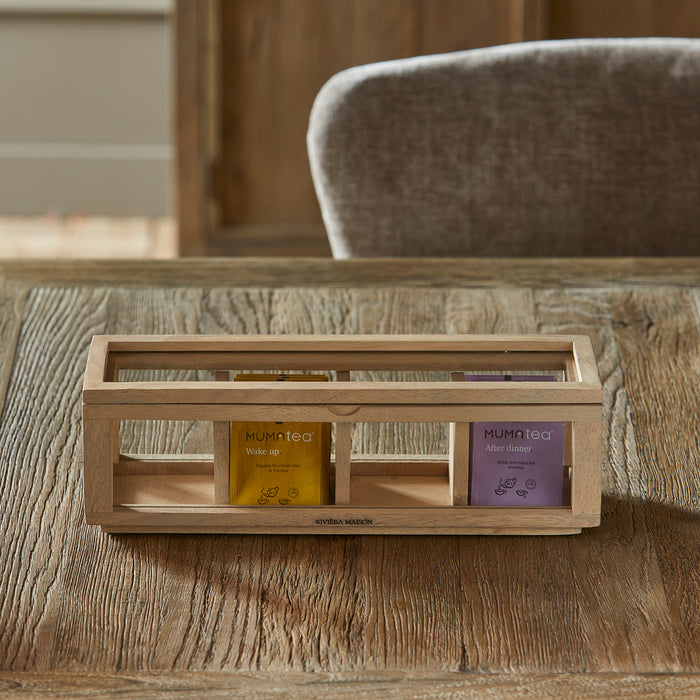 Riviera Maison Theedoos 4 Vaks Naturel - Mystic Harbor - Hout