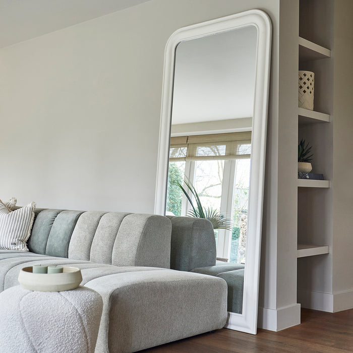 Rivièra Maison - Klassieke Staande Spiegel in Wit van D13 Vurenhout met Gehard Glas van 220x100cm