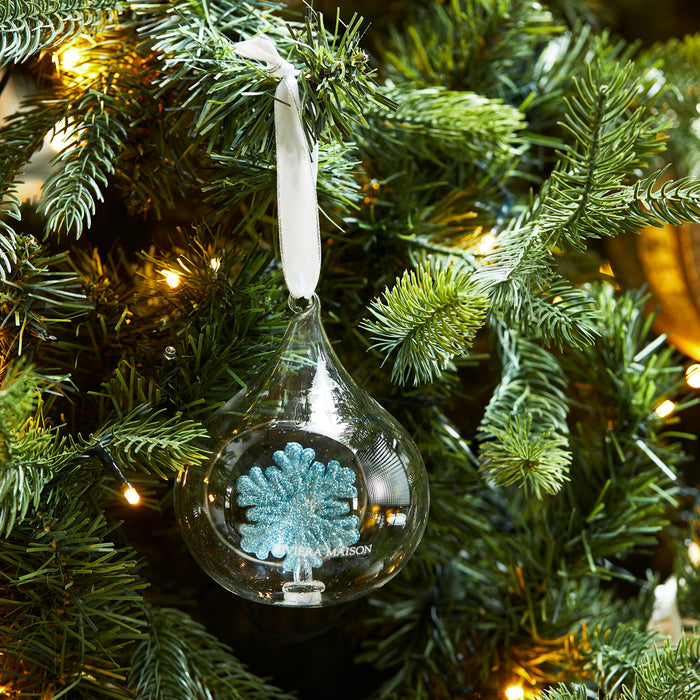 Riviera Maison Kerstbal Blauw - Snowflake Wishes - Glas (Ø)10