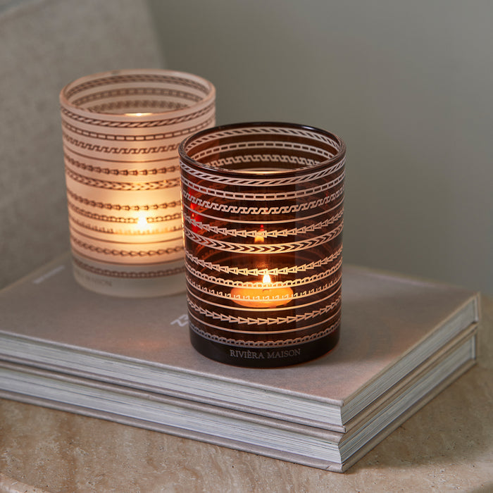 Riviera Maison Theelichthouder Bruin - RM Peraia - Glas (ØxH) 10x12.5