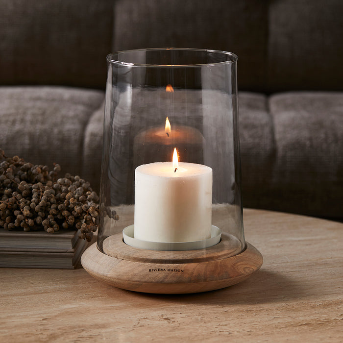 Riviera Maison Windlicht Wit - Trento - Hout, Aluminium, Glas