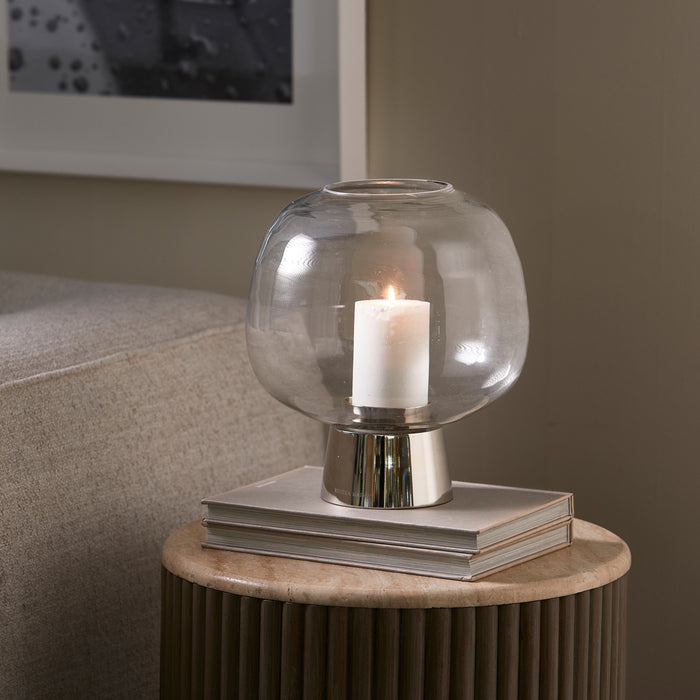 Riviera Maison Windlicht Zilver - Amadora - Glas (ØxH) 25x27.5
