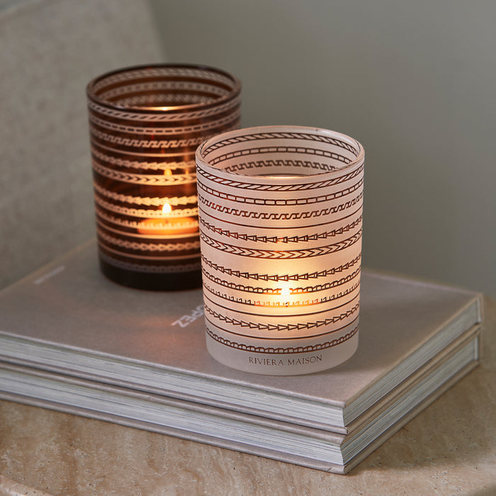 Riviera Maison Theelichthouder Wit - RM Peraia - Glas (ØxH) 10x12.5