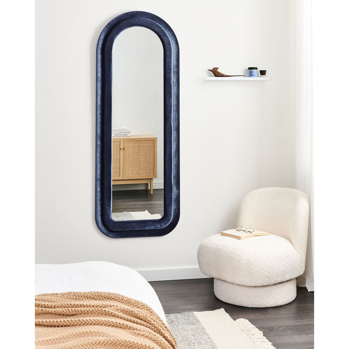 Beliani - CULAN - Wandspiegel - Donkerblauw - Fluweel