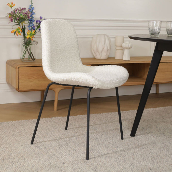 Nolon Nora-Fé Eetkamerstoelen Set van 2 - Teddy Wit - Zwarte Poten