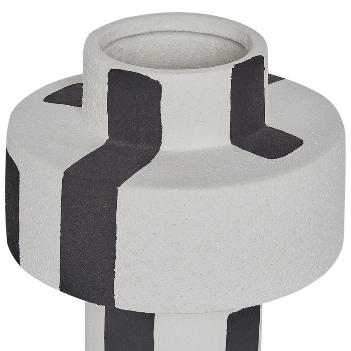 Beliani - ESCOLAR - Bloemenvaas - Wit|Zwart - 28 cm - Steengoed