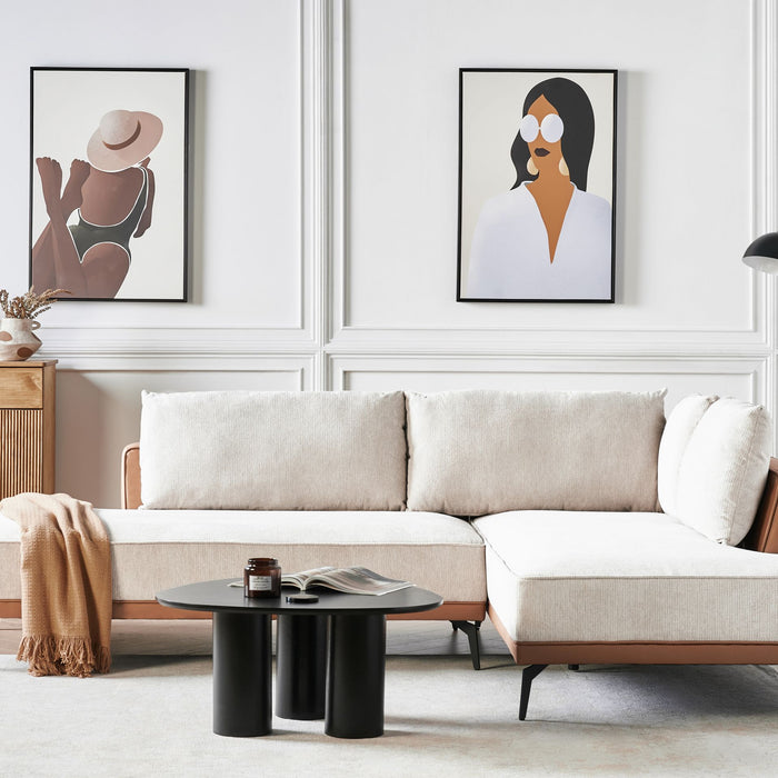 Beliani-MYKEN-Hoekbank-Lichtbeige-Linkszijdig-Polyester|Kunstleer