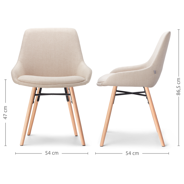 Nolon Nena-Isa Eetkamerstoelen Set van 2 - Beige - Houten Poten