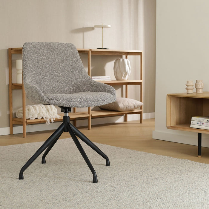 Nolon Nola-Isa Draaibare Eetkamerstoelen Bouclé Taupe - Zwart - 2x