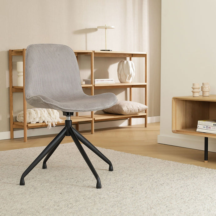 Nolon Nola-Fé Draaibare Eetkamerstoelen Set - Rib Warm Grijs - Zwart
