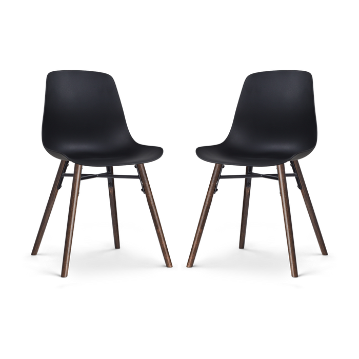 Nolon Nena-Pip Eetkamerstoelen Set van 2 - Zwart - Walnoot Poten