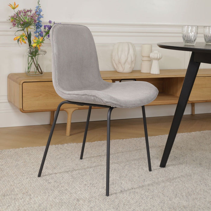 Nolon Nora-Fé Eetkamerstoelen Set van 2 - Rib Warm Grijs Zwarte Poten