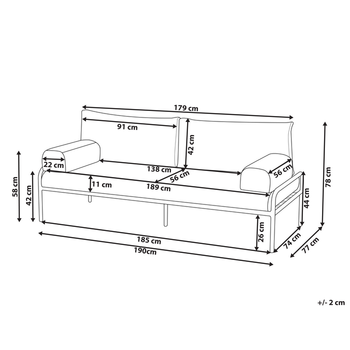 Beliani - SOLOFRA - Tuinbank 2-zits - Beige - Aluminium