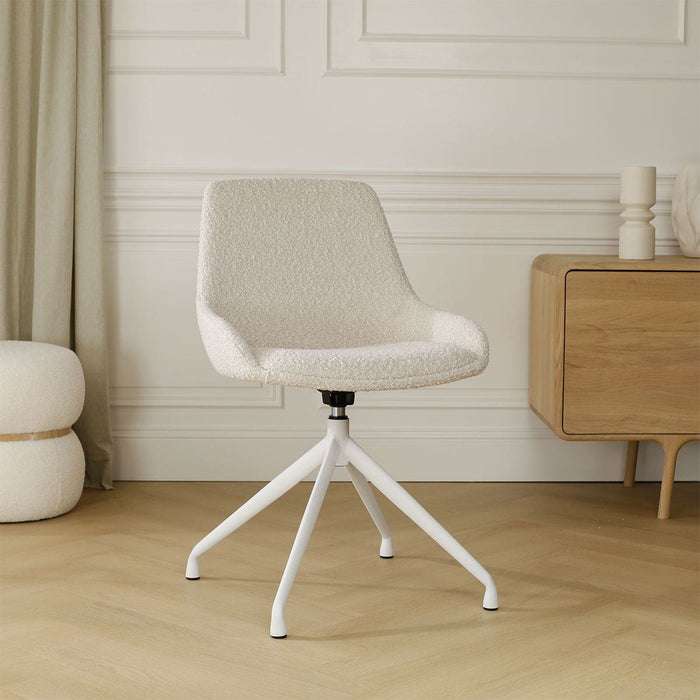 Nolon Nola-Isa Draaibare Eetkamerstoelen Bouclé Beige - Wit - 2x