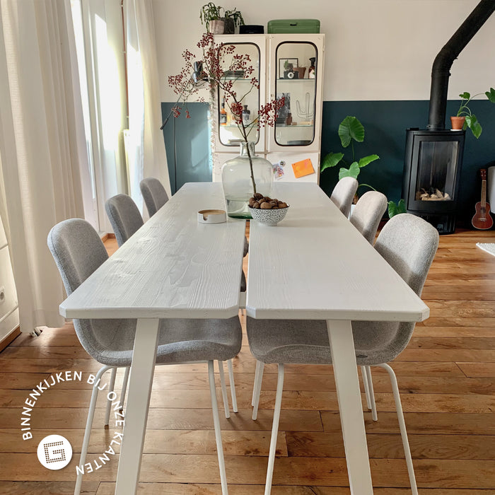 Nolon Nora-Fé Eetkamerstoelen Set van 2 - Rib Warm Grijs Zwarte Poten