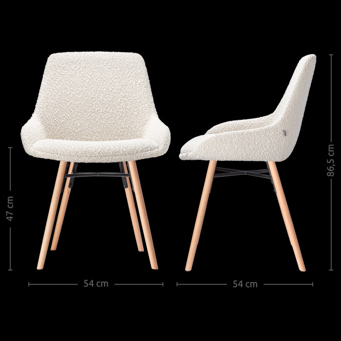 Nolon Nena-Isa Eetkamerstoelen Set van 2 - Bouclé Beige - Houten Poten