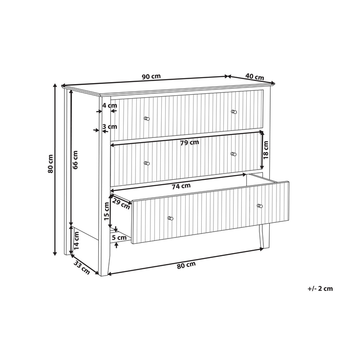 Beliani - ASSISI - Dressoir 3 lades - Wit - MDF