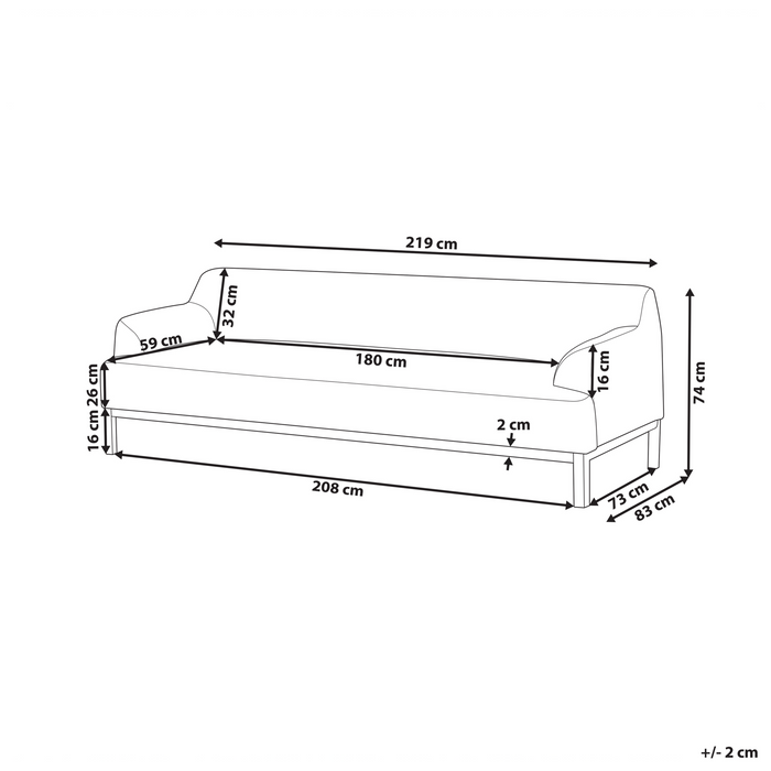 Beliani - SOSJO - Driezitsbank - Zwart - Polyester