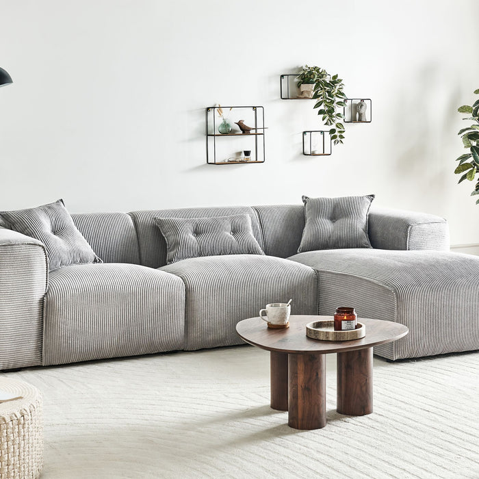 Beliani-DOLVA-Hoekbank 3-zits-Lichtgrijs-Linkerzijde-Corduroy