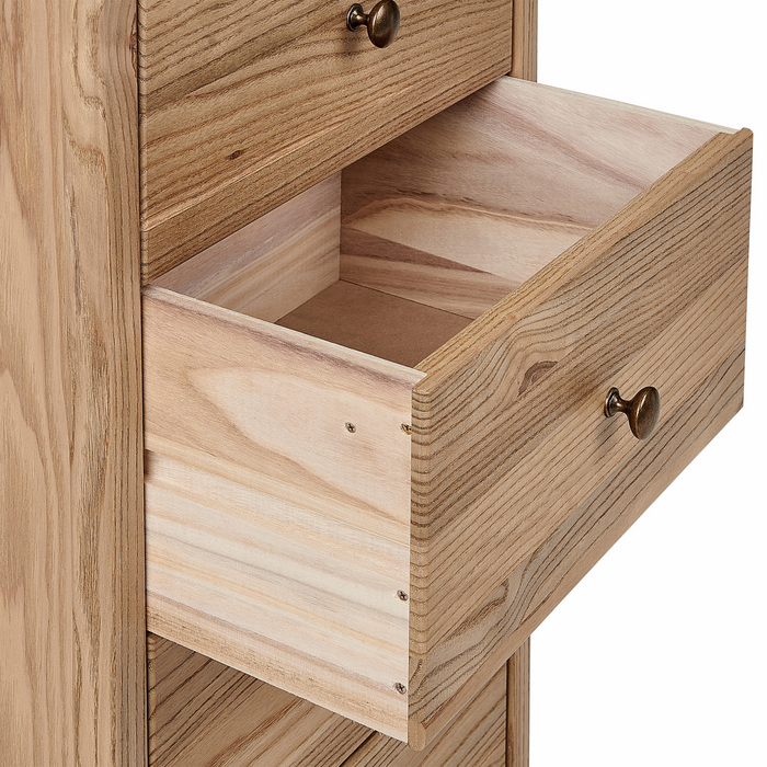 Beliani-SALTON-Hoge kast met 5 lades-Lichte houtkleur-Sassafras