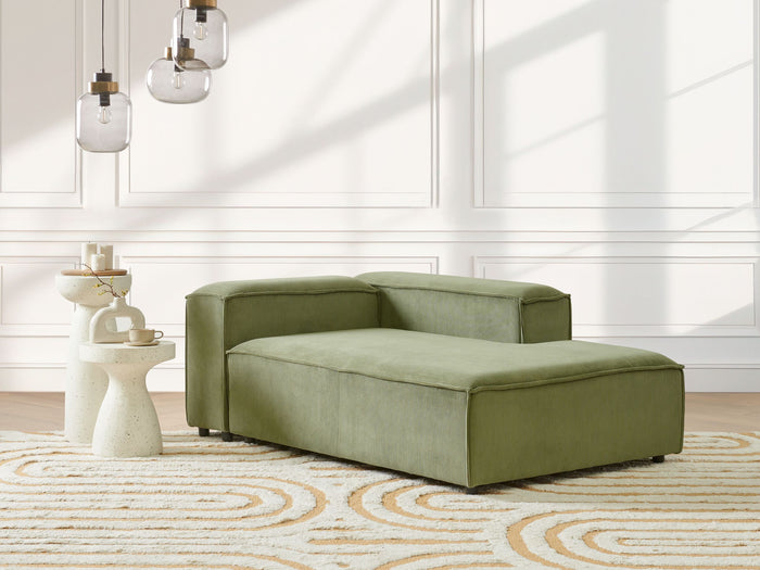 Beliani - ARDAL - Chaise longue - Groen - Linkszijdig - Corduroy