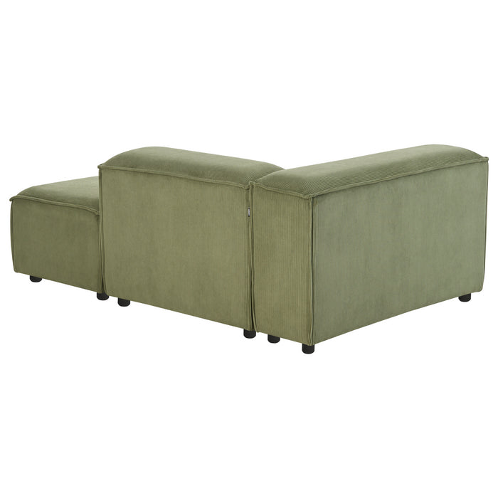 Beliani - ARDAL - Chaise longue - Groen - Linkszijdig - Corduroy