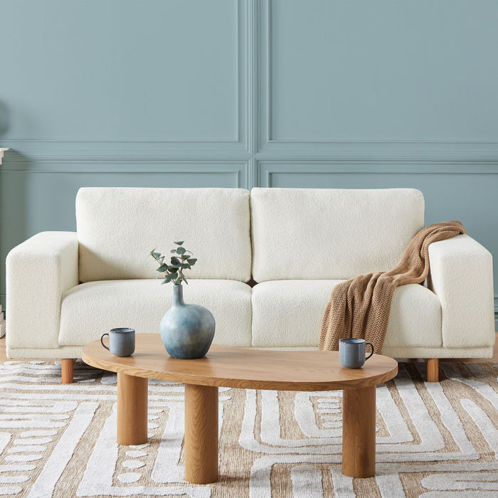 Beliani - NIVALA - Driezitsbank - Gebroken wit - Bouclé