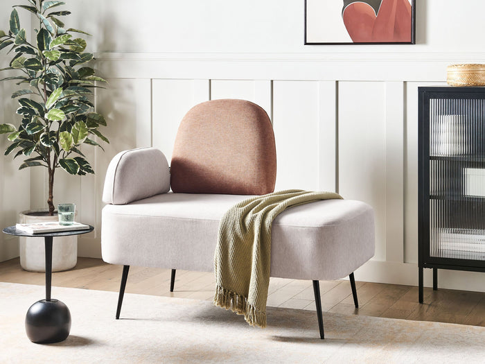 Beliani - ARCEY - Chaise longue - Lichtbeige - Linkszijdig - Stof