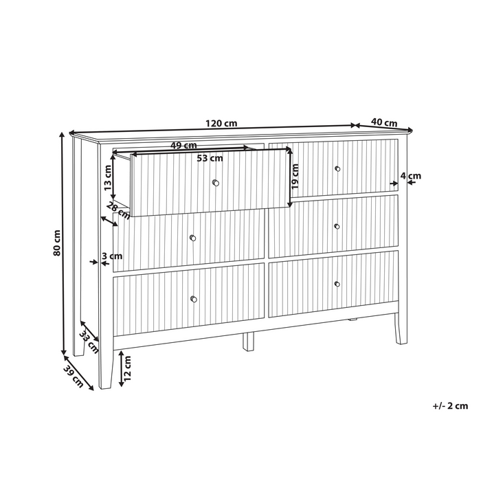 Beliani - ASSISI - Dressoir 6 lades - Wit - MDF