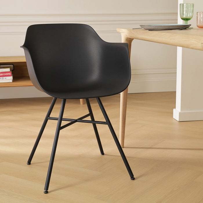 Nolon Noa-Puk Eetkamerstoelen Set van 2 - Zwart - Zwart Onderstel