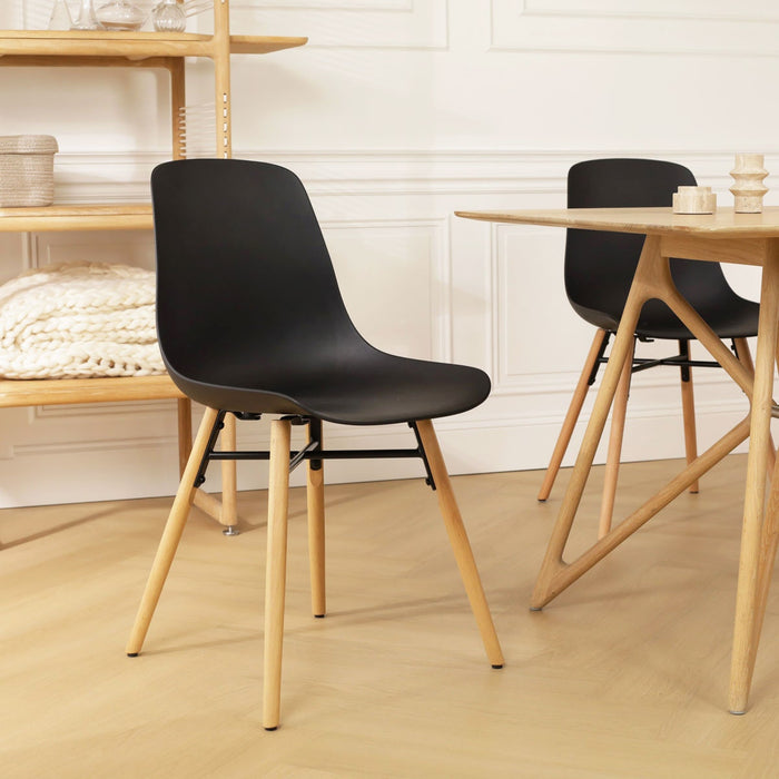 Nolon Nena-Pip Eetkamerstoelen Set van 2 - Zwart - Houten Poten