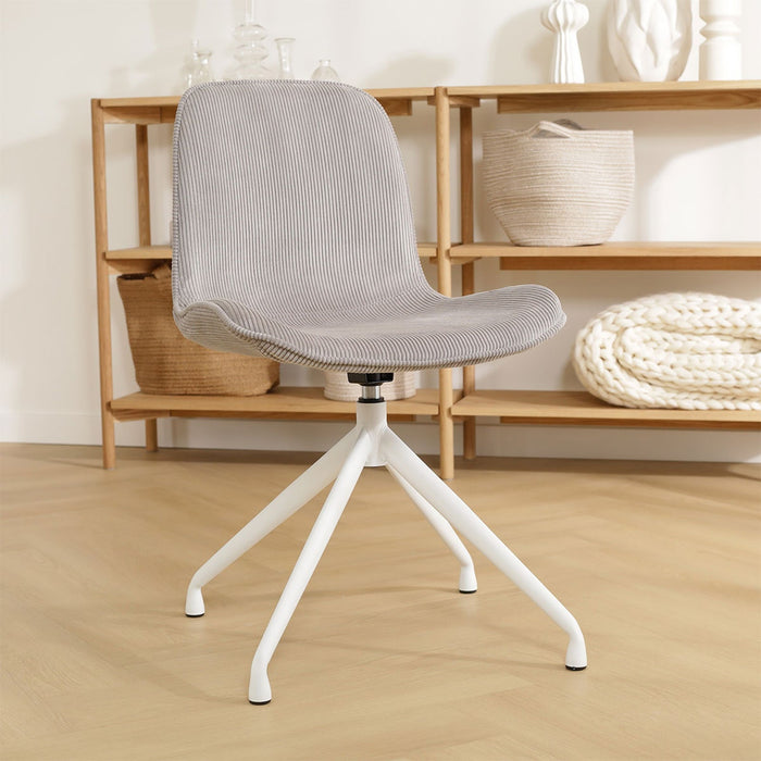 Nolon Nola-Fé Draaibare Eetkamerstoelen Set - Rib Warm Grijs - Wit