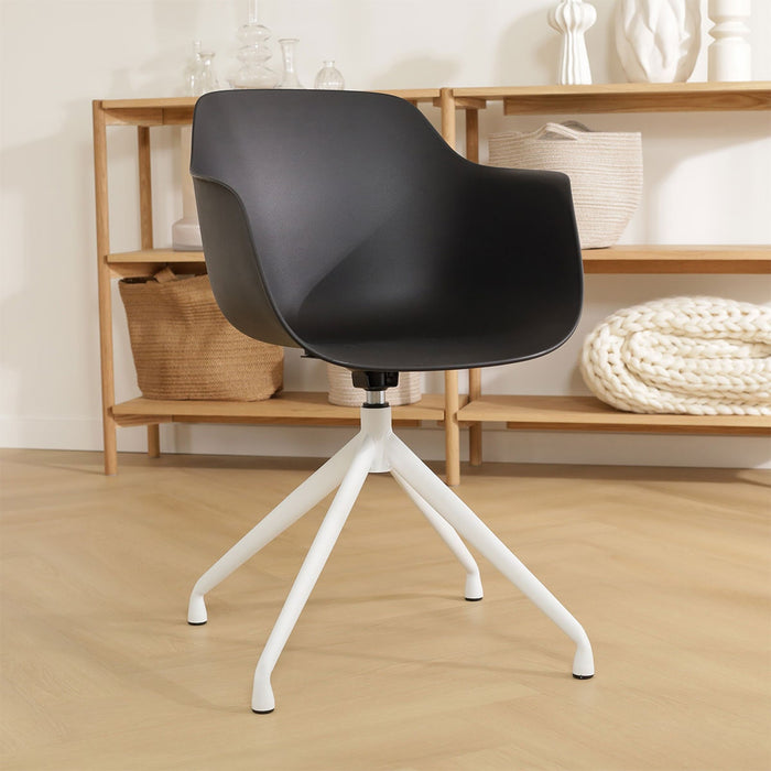 Nolon Nola-Puk Draaibare Eetkamerstoelen Zwart - Wit Onderstel - 2x