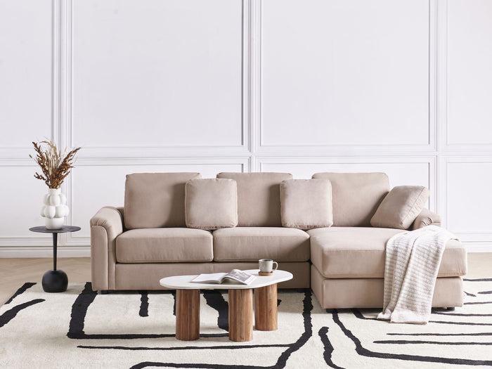 Beliani - KOHLO - Hoekbank - Taupe - Linkszijdig - Stof