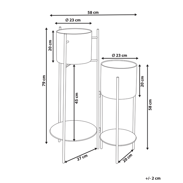 Beliani - ULMUS - Planten standaard - Zwart - 56 x 32 x 79 cm - Metaal