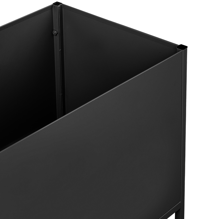 Beliani-TAPIEN-Verhoogde plantenbak-Zwart-70 x 30 x 100 cm-Metaal